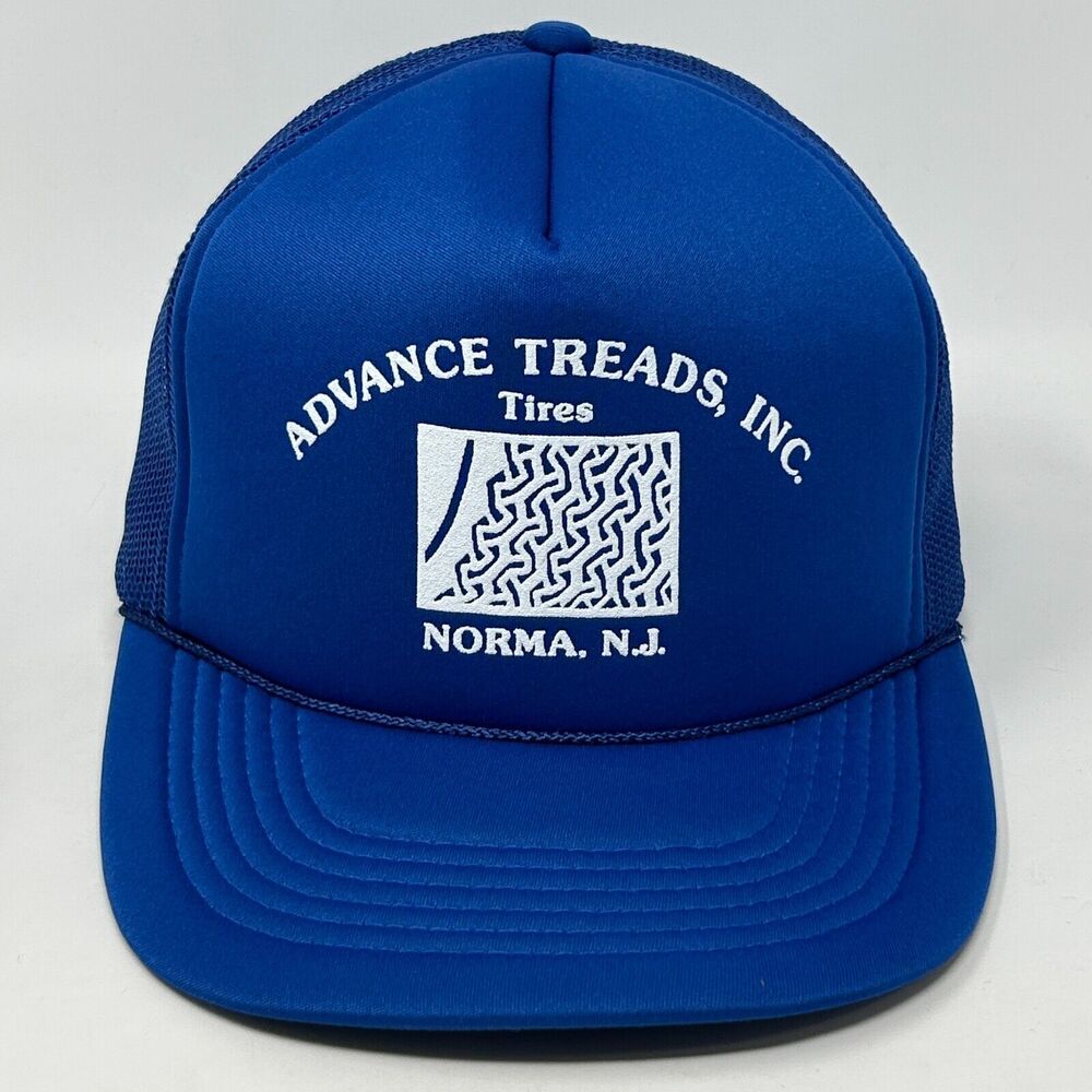 Vintage Advance Treads Tires Trucker Hat Baseball Cap New Jersey Snapback Blue